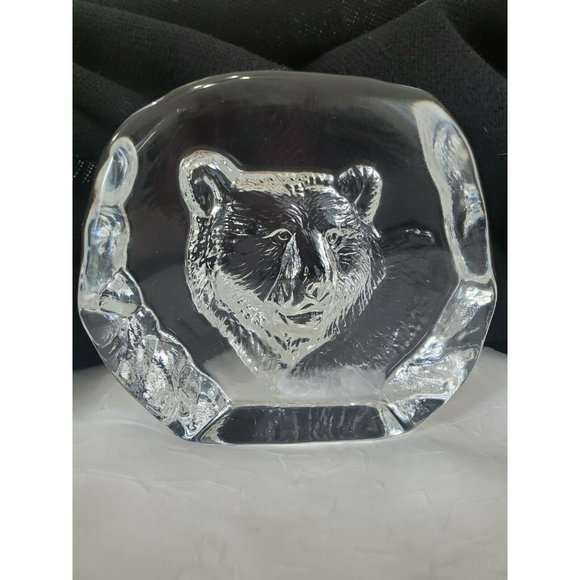 Cristal D’Arques Bear Clear Glass Crystal Paperweight France 3.75" laser vintage - Picture 2 of 12